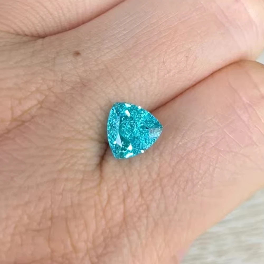 1PC Lab Grown Triangle Cut 8x8mm YAG Paraiba Ice Trillion Paraiba Gems Stone
