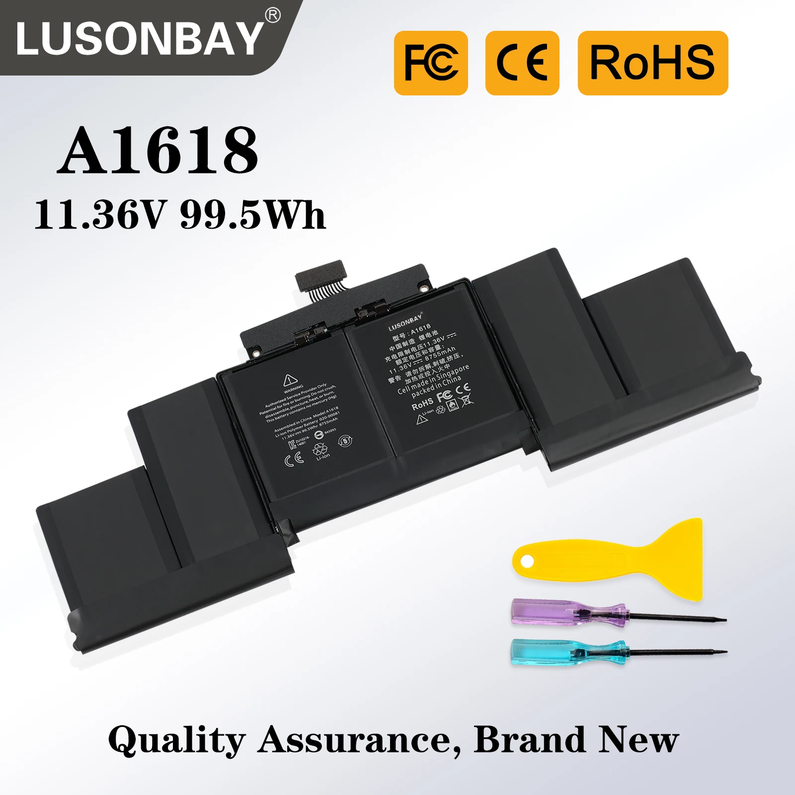 

LUSONBAY 11.36V 99.5Wh A1618 Battery For Apple MacBook Pro 15" Retina A1398 2015 Year 020-00079 MJLQ2LL/A MJLT2LL/A With Tools