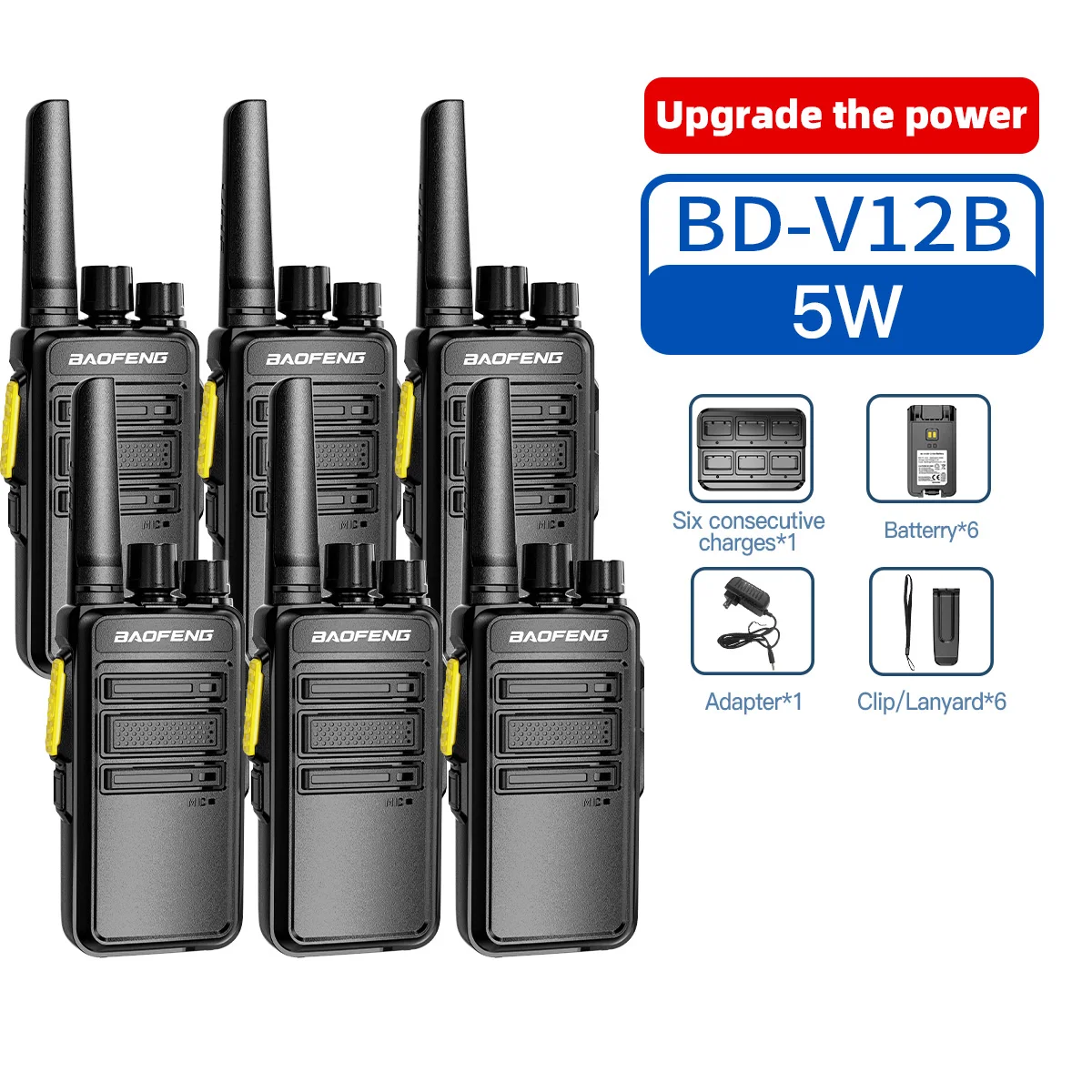 6 stks Baofeng GMSK Digitale Walkie Talkie BD-V12B UHF Gecodeerde Oproep Ruisonderdrukking HD Draadloze Kopieerfrequentie Radio BF-888S Upgr
