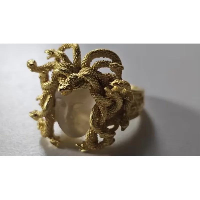 

Gothic Greek Queen Snake Ring Adjustable Open Gold Band Unisex Punk Hand ring Fashion anillos hombre stainless steel jewelry