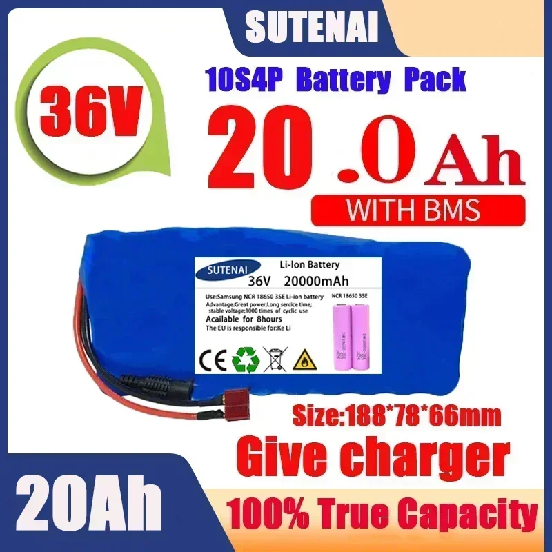 

Original 36V battery 10S4P120Ah battery pack 500W high power battery 42V 120000mAh Ebike electric bike BMS+42V2A Charger