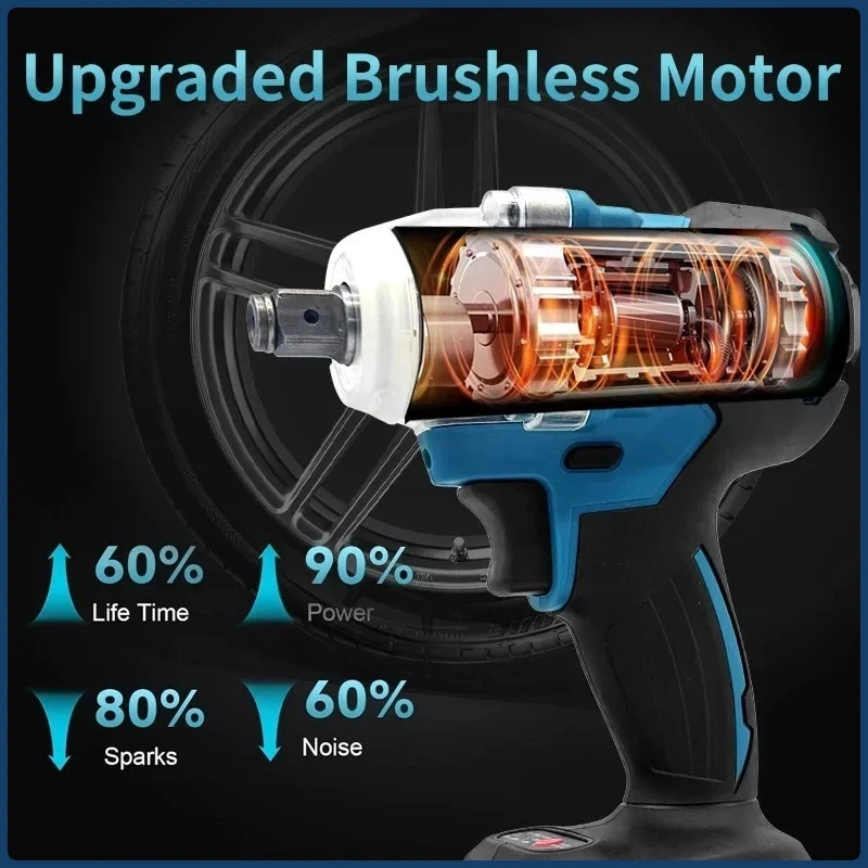 Makita DTW600 Schlagschrauber, hohes Drehmoment, wiederaufladbar, 18 V, Auto-Reparatur-Elektrowerkzeuge, bürstenloser Elektroschrauber, kabellos