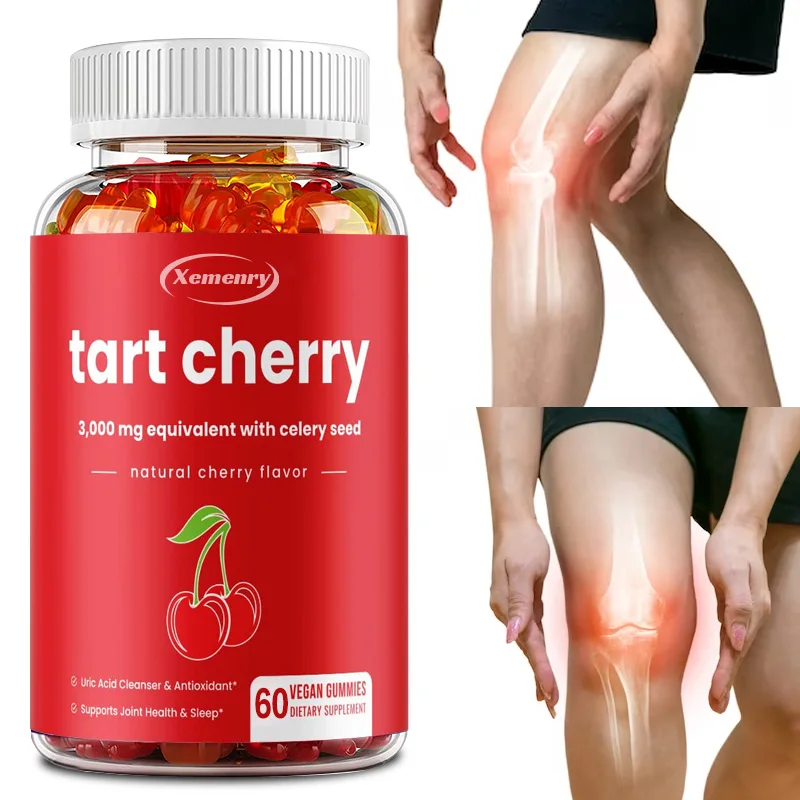 Organic Tart Cherry Extract Capsules with Celery Seed for Joint Health Muscle Recovery Premium Uric Acid Cleanse