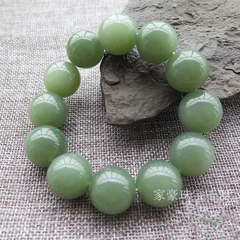 Xinjiang Hetian Gray Bracelet round Jasper Dark Jade Buddha Beads Men's Special Offer