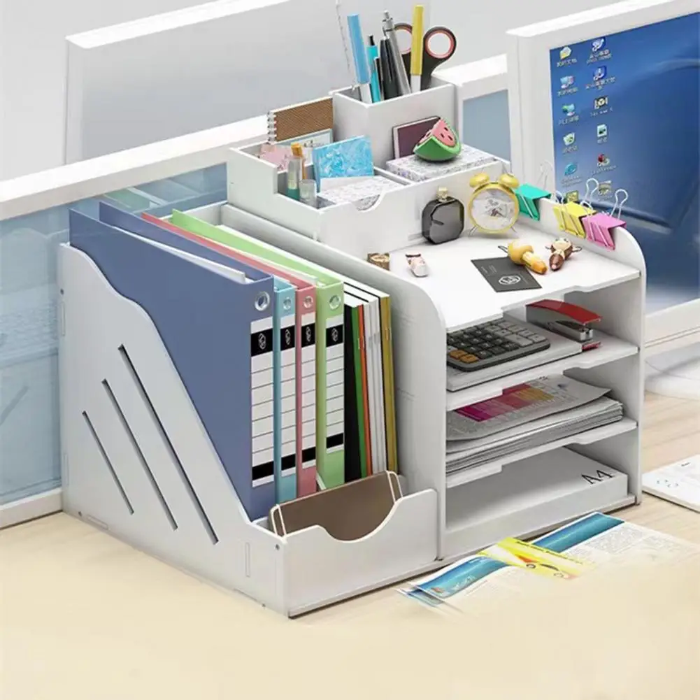 Desktop Organizer Tray Multi-layer Desktop File Storage Rack with Capacity Easy Assembly Organizer Holder for Office Documents