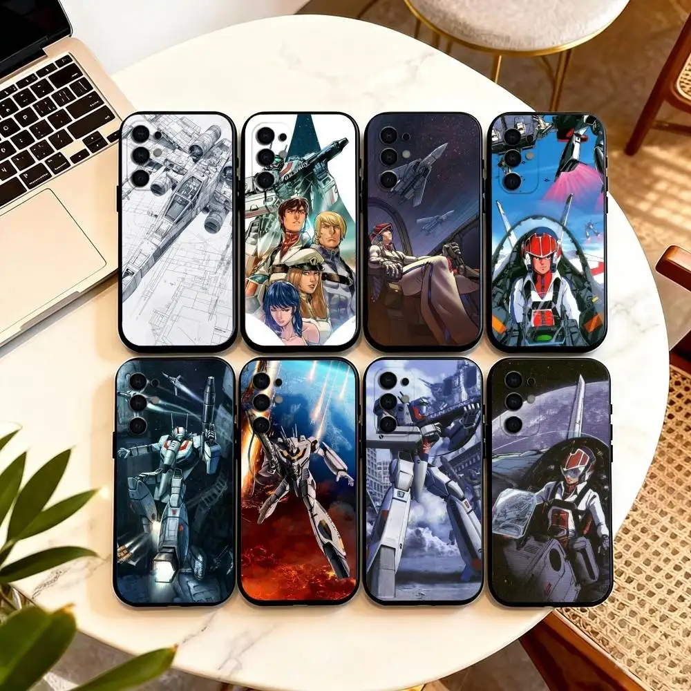 Funda de Silicona Suave Negra Robotech Macross para Samsung S25, S24, S21, S22, S23, S30, Ultra, S20, Plus, Fe