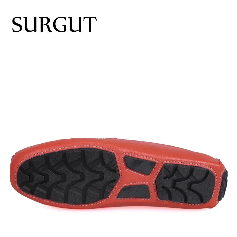 SURGUT Brand New Colors Cow Split Leather Men Flat Shoes Brand Moccasins Men Loafers Driving Shoes Fashion Casual Shoes Hot Sell