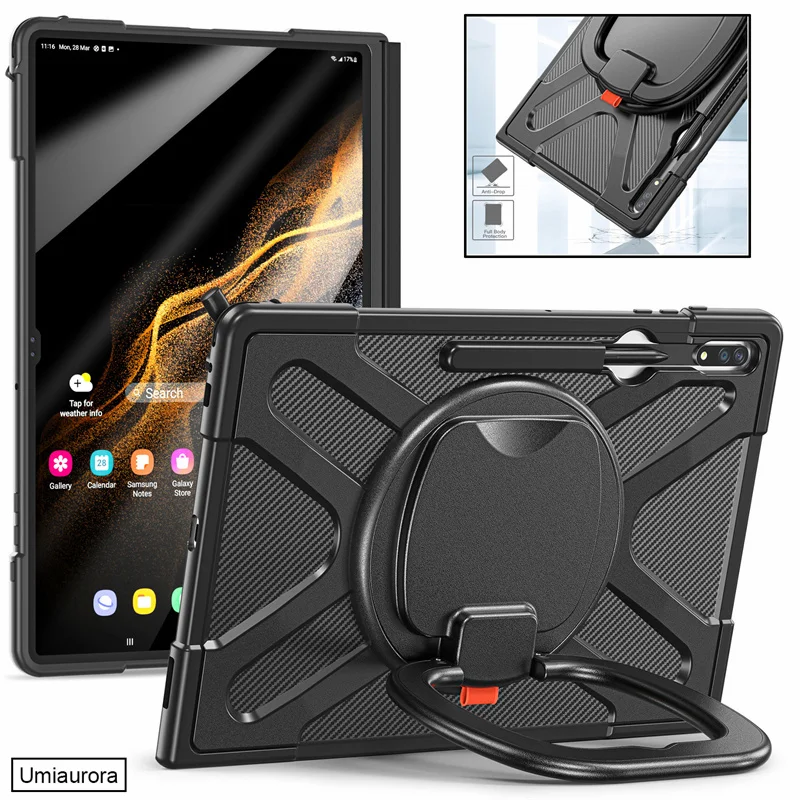 For Samsung Galaxy Tab S8 S9 S10 Ultra 14.6 inch 2024 SM-X920 SM-X910 SM-X900 Tablet Case 360 Rotation Hand Ring Stand PC Cover