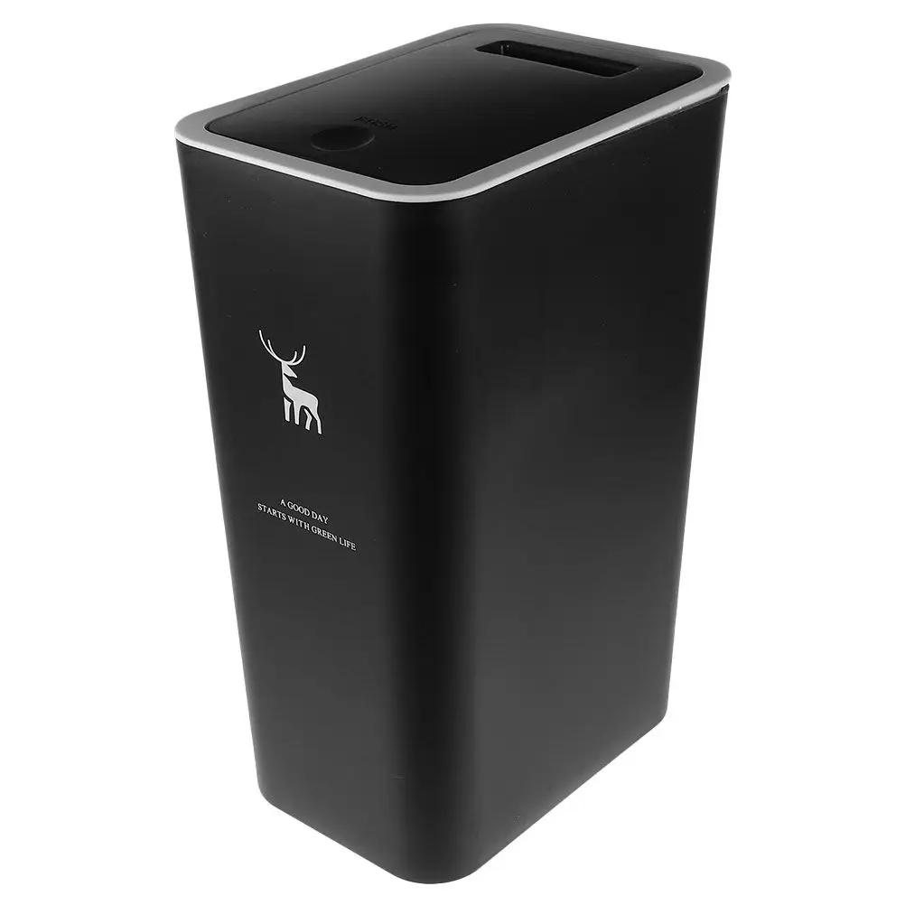 

Plastic Garbage Container Press Lid Trash Can 15L Large Capacity for Home Living Room Kitchen Bathroom Waste Paper Basket