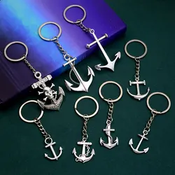 Anchor Charms Keychain Navigation Hook Pendants Keyring Jewelry Gift Key Holder Chain Ring For Men Dad Boyfriend Car Accessories