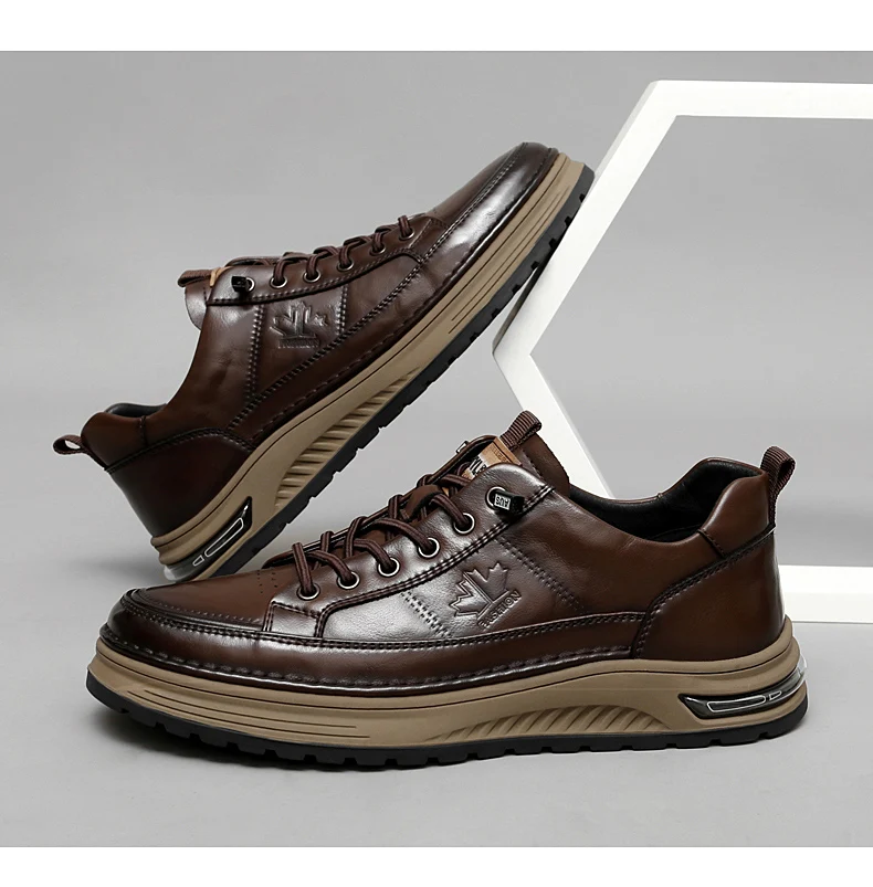 Luxuriöse Echtleder-Herrenschuhe für Business und Freizeit, Hochwertige Modische Schnürschuhe für Büro und Outdoor-Aktivitäten, Herren-Sneaker – Detail 19