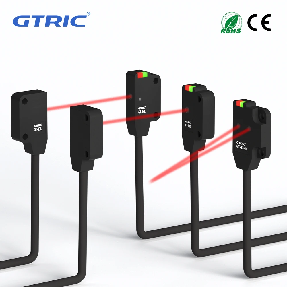 GTRIC Miniature Optical Sensor Ultra-thin Plastic Laser Diffuse Reflection 24V DC NPN PNP Infrared Photoelectric Sensor Switch