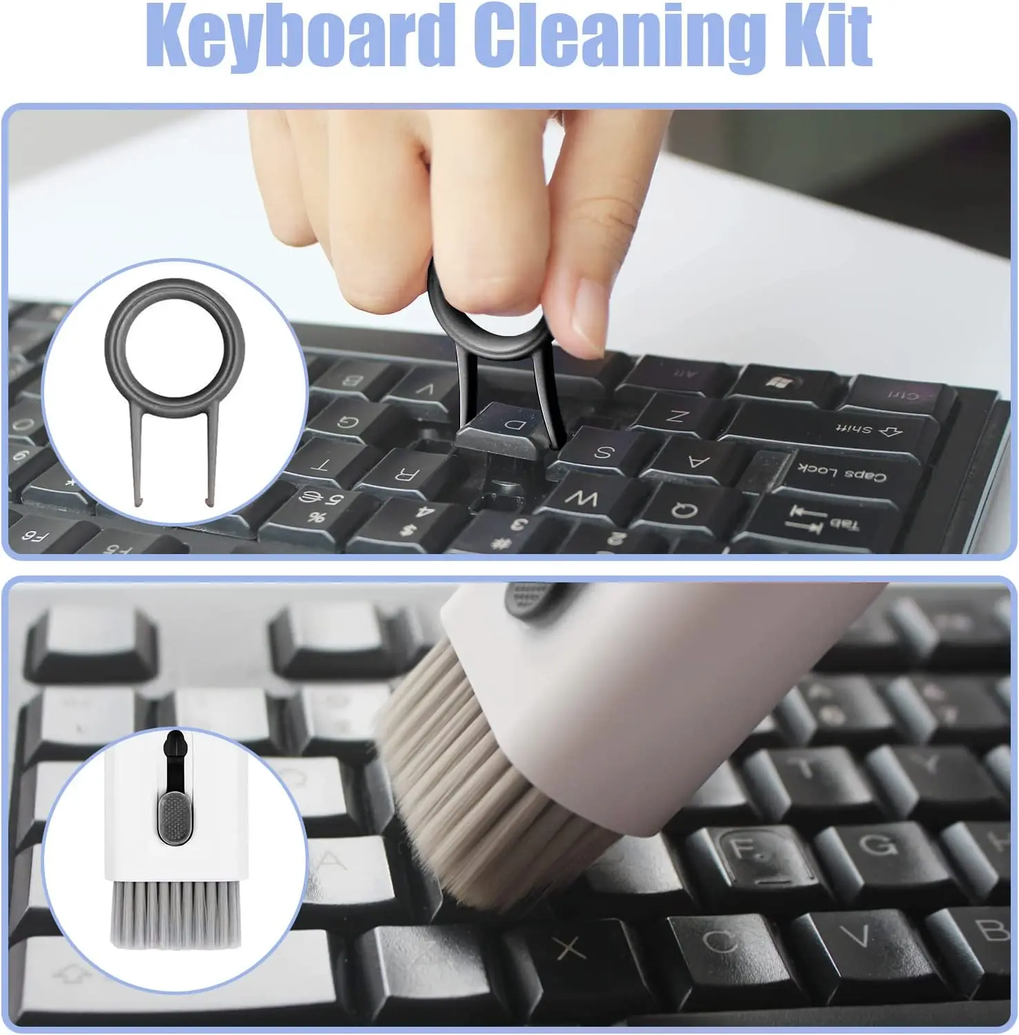 7 in 1 Computer Keyboard Clean Brush Kit Electronics Cleaner Kits Multifunctional Earphone Cleaning Pen Keycap Puller Tools