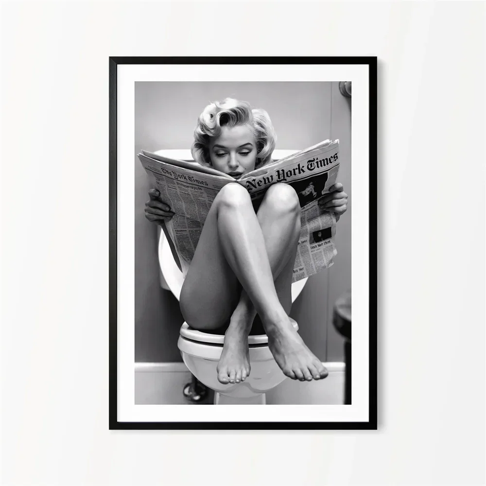 Black and White Movie Star Marilyn Monroe Poster Modern Art Canvas Painting Cafe Bar Room Wall Decor Room Decor Aesthetic Poster