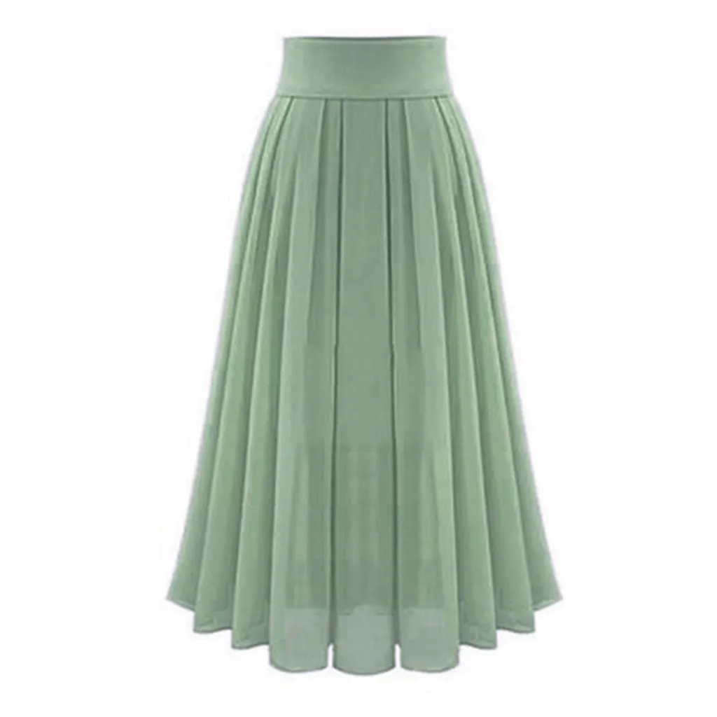 Elegant Chiffon Skirts Women 2024 Summer Elastic High Waist A-Line Long Skirt Female Autumn Casual Big Swing Party Skirt faldas