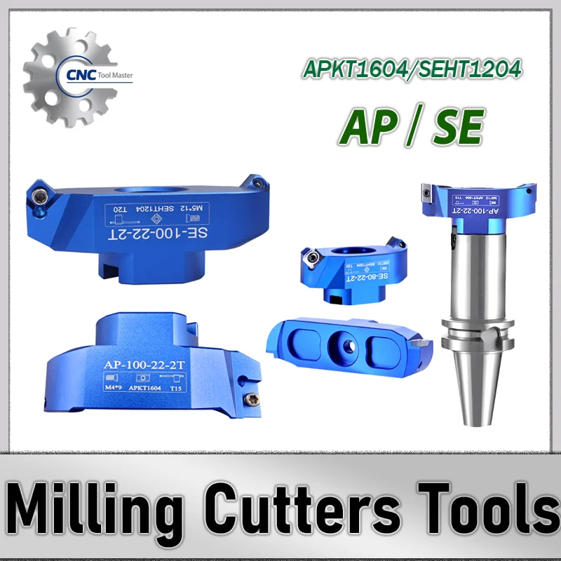 

AP SE Торцевой фрезерный инструмент 400R KM12 50 22 27 Прямоугольный 90 ° Фрезерная головка из алюминиевого сплава мостового типа APMT APMT1604 SEHT1204