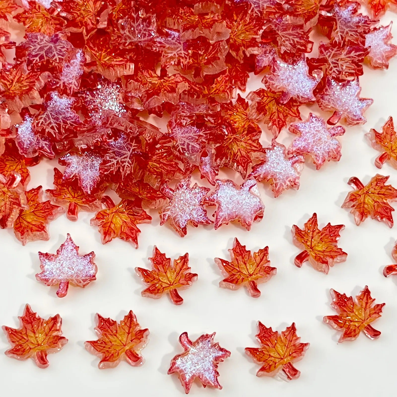 20PCS 3D Sculpted Resin Maple Leaf Nail Charms Realistic Leaf Vein Autumn Nail For Vintage Style Nail Journal Sticker Decoration