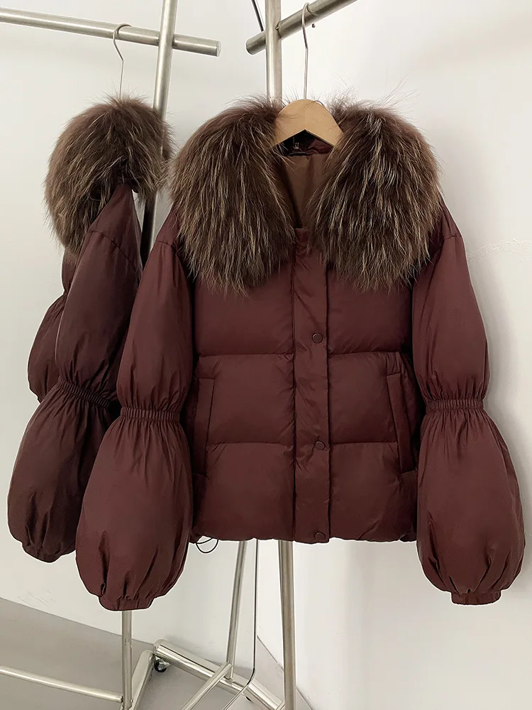 الشتاء قصيرة انفصال الفراء الطبيعي طوق الدافئة أسفل سترة المرأة الأبيض بطة أسفل باركر أبلى الإناث سستة مبطن السترات #5