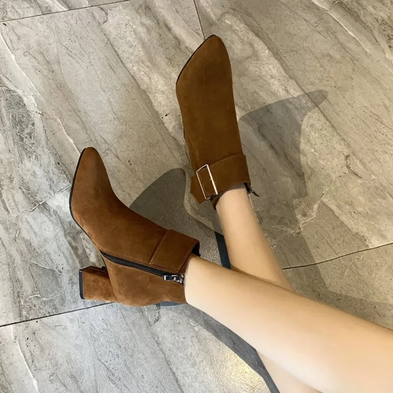 Chic elegant ladies luxury ankle boots sneaker Short Boots pointed toe dress office shoes for womens boots casual shoes mother