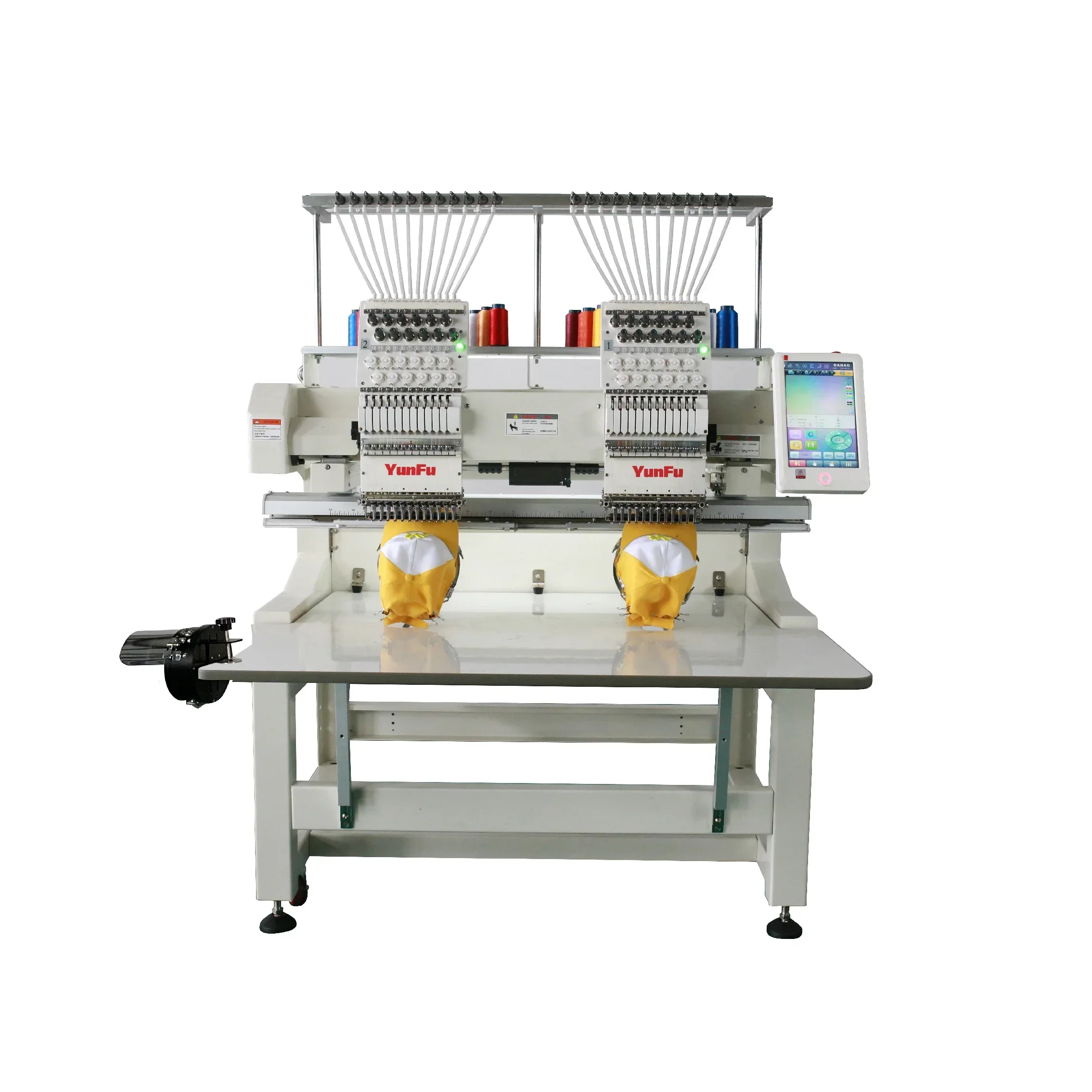 YUNFU Industrial Embroidery Machine 2 Heads Multifunctional Embroidery Machine 12 Needles For Hat Shirt Flat Embroidery Factory