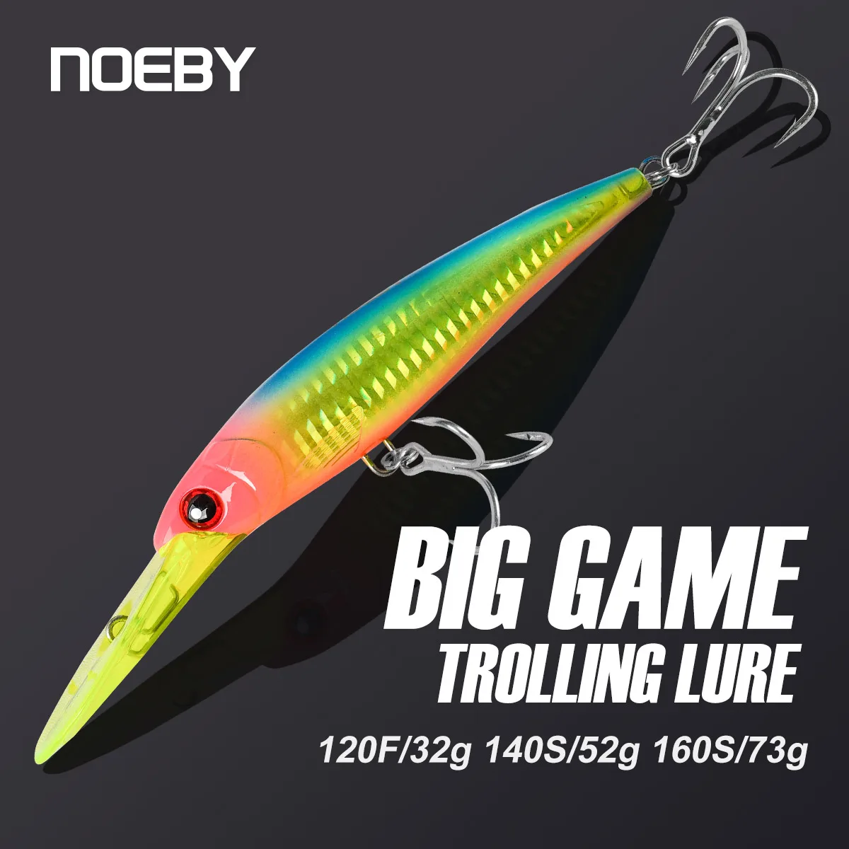 Noeby 12cm 32g Schwimmender Trolling-Minnow-Angelköder 14cm 52g 16cm 73g Sinkender Wobbler Künstlicher Köder Salzwasser-Angelköder