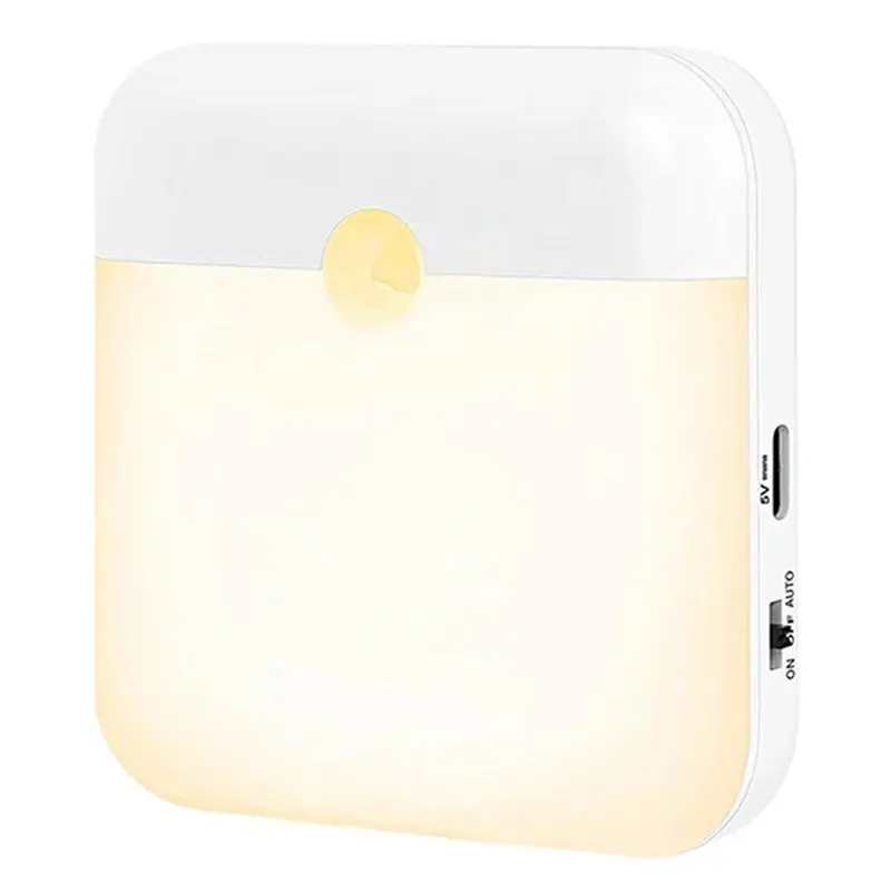 A02F-LED Night Light, Human Motion Sensor Lamp USB C Rechargeable Closet Light, Wireless LED Wall Lamp