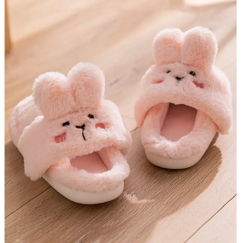 Women Winter Home Slippers Non-Slip Soft Warm House Shoes Men Ladies Indoor Bedroom Couples Cartoon Rabbit Bear Floor Slides