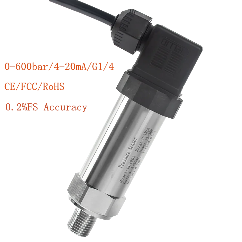 

Pressure Transmitter 4-20ma OIL Fuel Gas Water Sensor G1/4 0-1000bar transducer DC12-36V