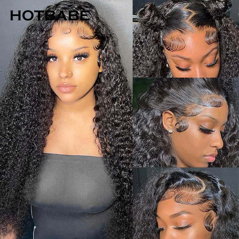 400 Density Kinky Curly Lace Front Human Hair Wig 13x4 13x6 HD Transparent Lace Frontal Wig Double Drawn High Density Lace Wigs