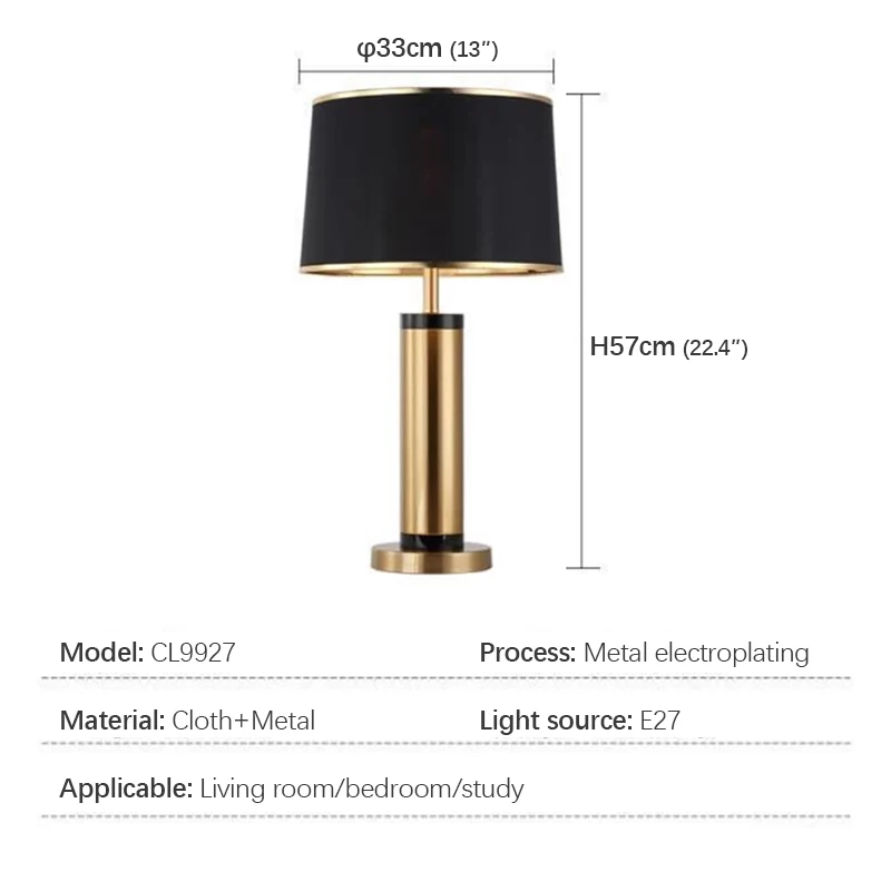 AOSONG Contemporary Black Gold Table Lamp LED Vintage Creative Simple Bedside Desk Light for Home Living Room Bedroom