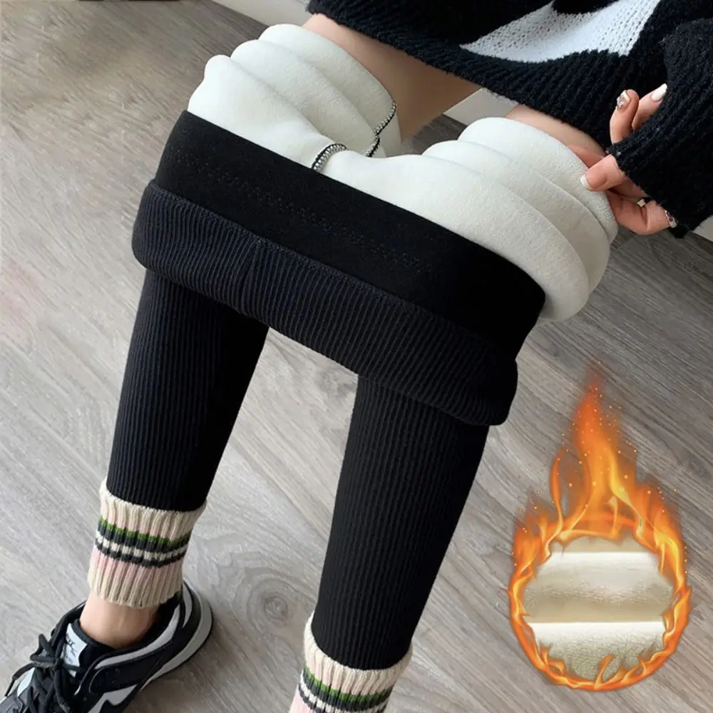 Cusual Threaded Women Leggings Autumn Winter Slim Fit Long Pants Thickened Warm Underpants