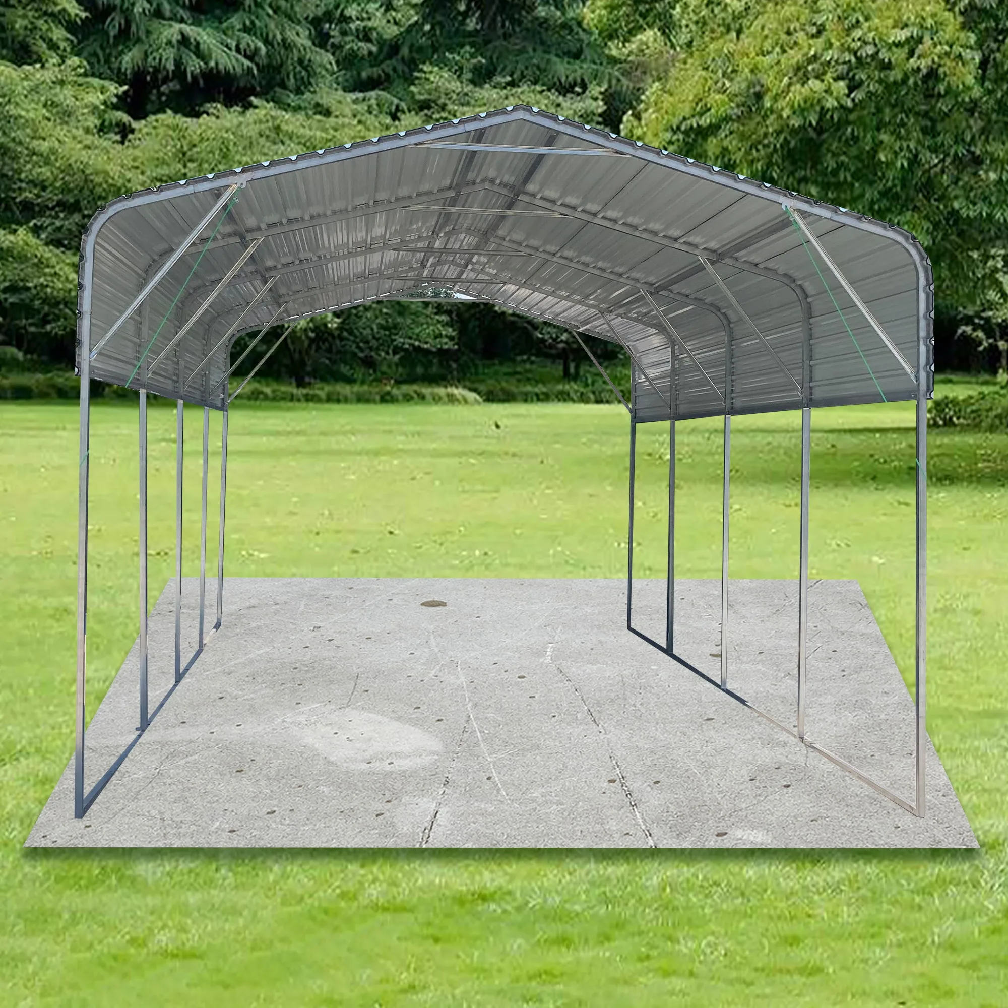 Factory Direct Sales 11*19 Feet Metal Heavy Duty Double Carport Kit Sturdy Wind-Resistant Powder Coated Large Space RV Camper