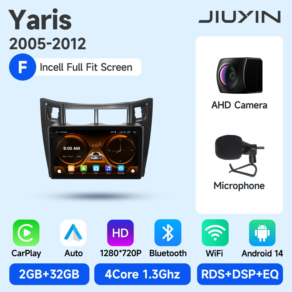 JIUYIN Android 15 Autoradio Multimedia Speler Voor Toyota Yaris 2005-2012 4G GPS WIFI 2 din navigatie Stereo Head Unit Carplay - afbeelding 1