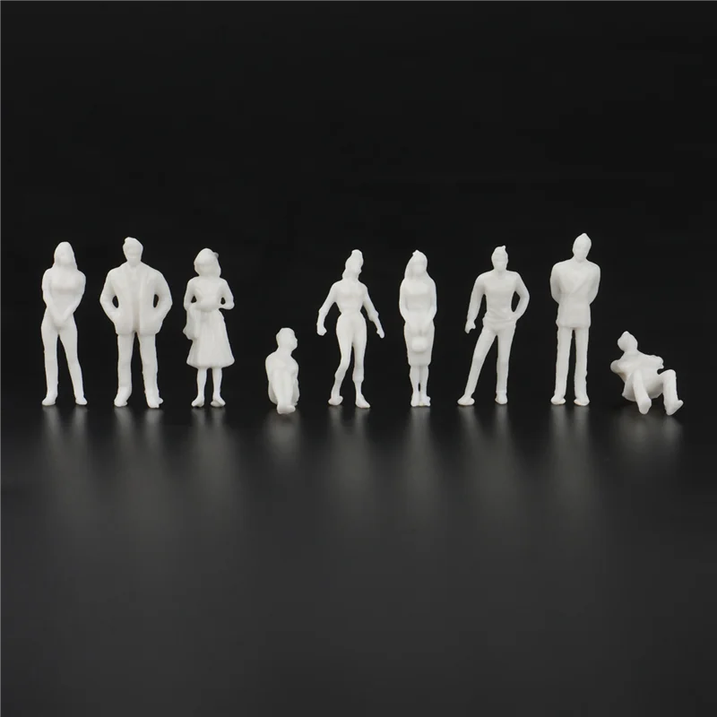 B05C-1:50 figuras brancas modelo arquitetônico escala humana modelo HO povos de plástico, 40 peças