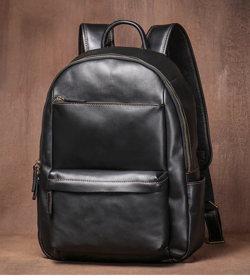 Soft Genuine Leather Men's Backpack Commuter Travel Bag 14-15 Inch Computer Backpacks Casual Large Capacity Schoolbag 2024 New