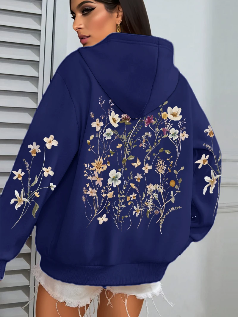 Sweat-shirt à capuche imprimé Floral pour femmes, élégant pour l'automne et l'hiver, vêtements décontractés et amoureux du Style naturel, vêtements de nouvelle marée