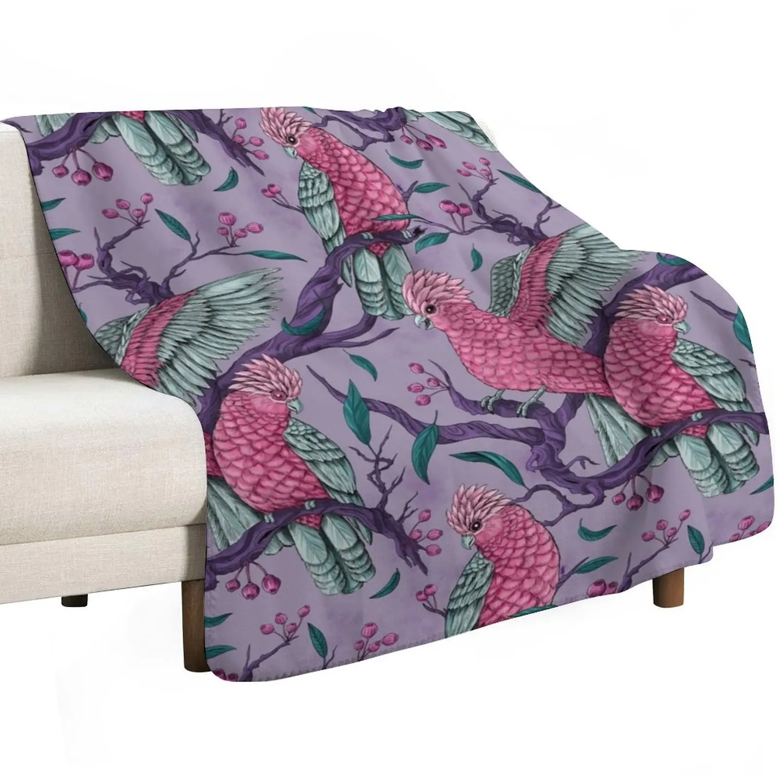Pretty in Pink Galahs Throw Blanket Cozy Light Blanket for Travel Camping Picnic