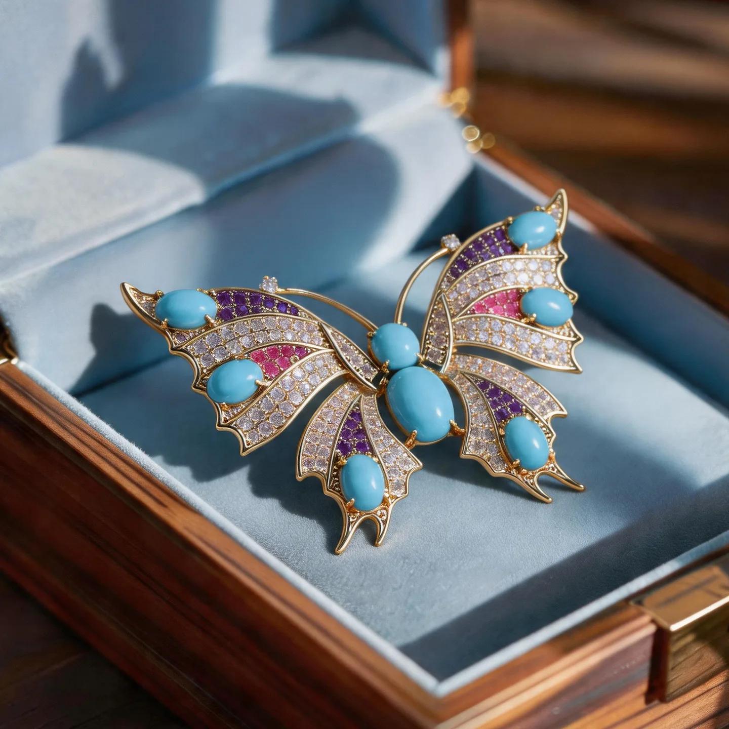 Creative Design Blue Turquoise Butterfly Brooch for Women All-match Personality Fashion Trend Daily Accessories Jewelry Gift