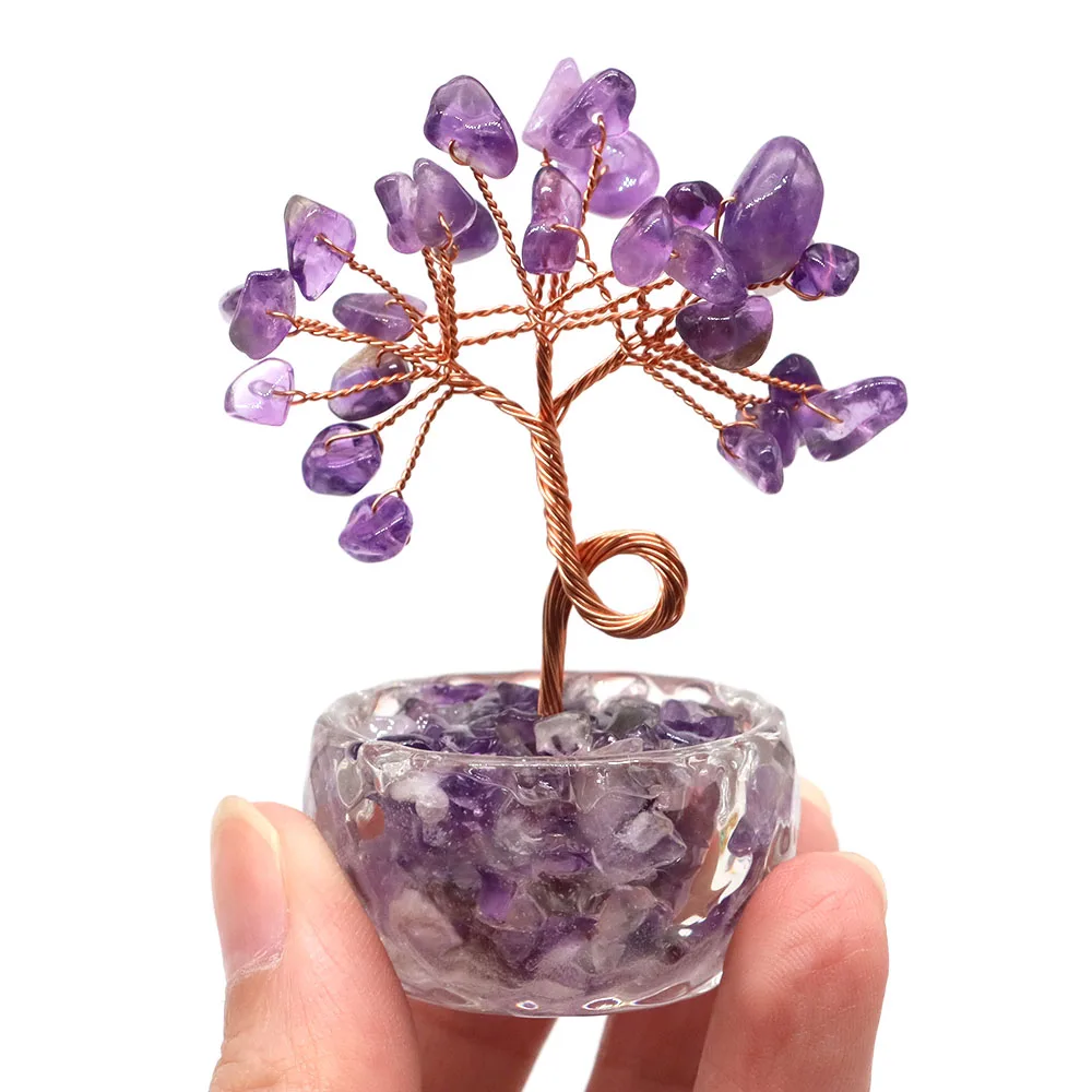 Crystal Money Tree Of Life Gravel Specimen Reiki Healing Ornaments Lucky Trees DIY Souvenir Gift Office Table Home Decoration