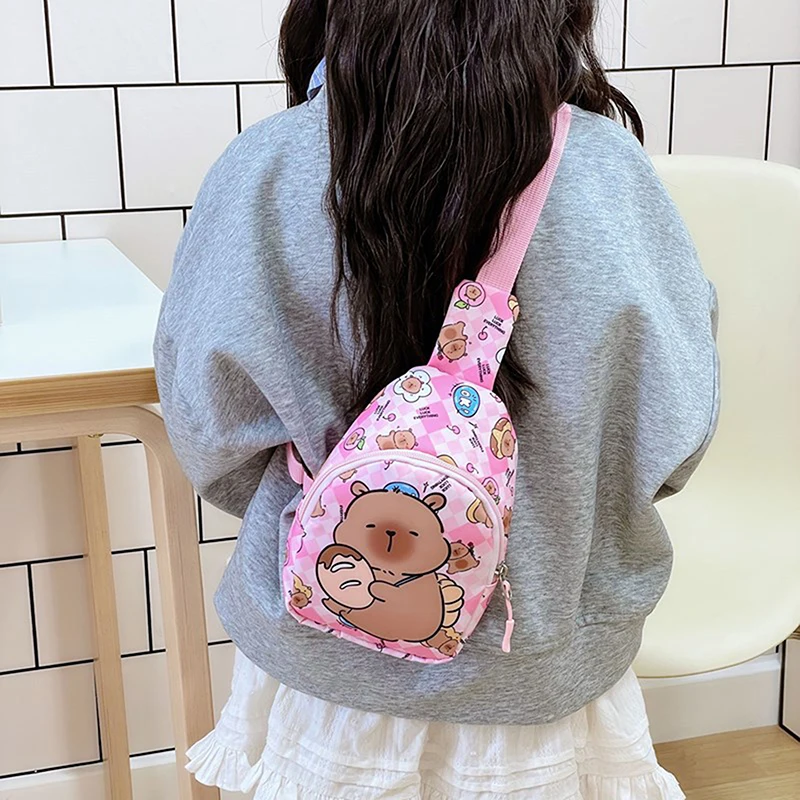 Tas Selempang Bahu Capybara Lucu Tas Dada Boneka Kartun Tas Penyimpanan Multifungsi Dekorasi Rumah Hadiah Anak-anak