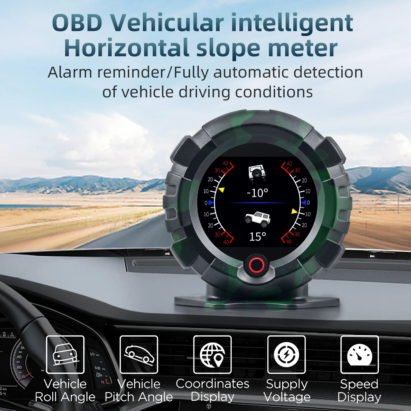 4x4HUD X95 Multifunction HUD Head Up Display OBD/GPS Speedometer Slope Gauges Inclinometer With mileage altitude overspeed alarm