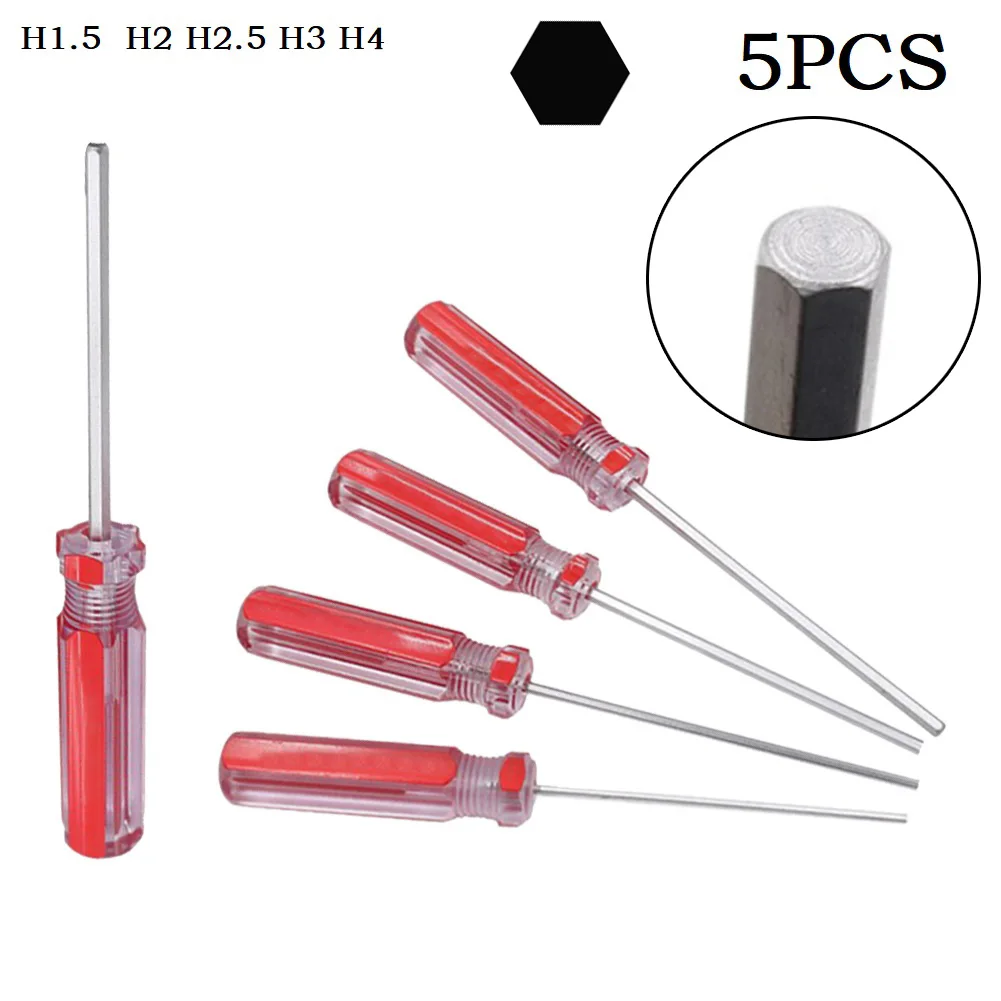 

5pcs/set 1.5mm-4mm Hexagon Screwdriver Set Flat Head Hex Screw-driver Magnetic Bolt Driver H1.5 H 2 H 2.5 H3 H4