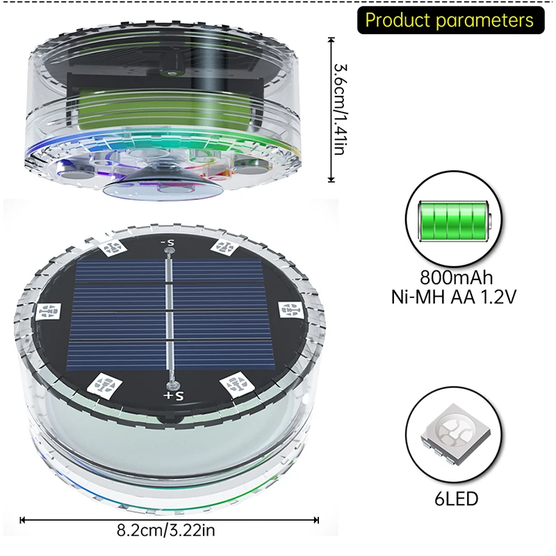 Solar Swimming Pool Lights Led Remote Control Floating Light for Waterproof IP68 Patio Garden Pond Decorative Buried Wall