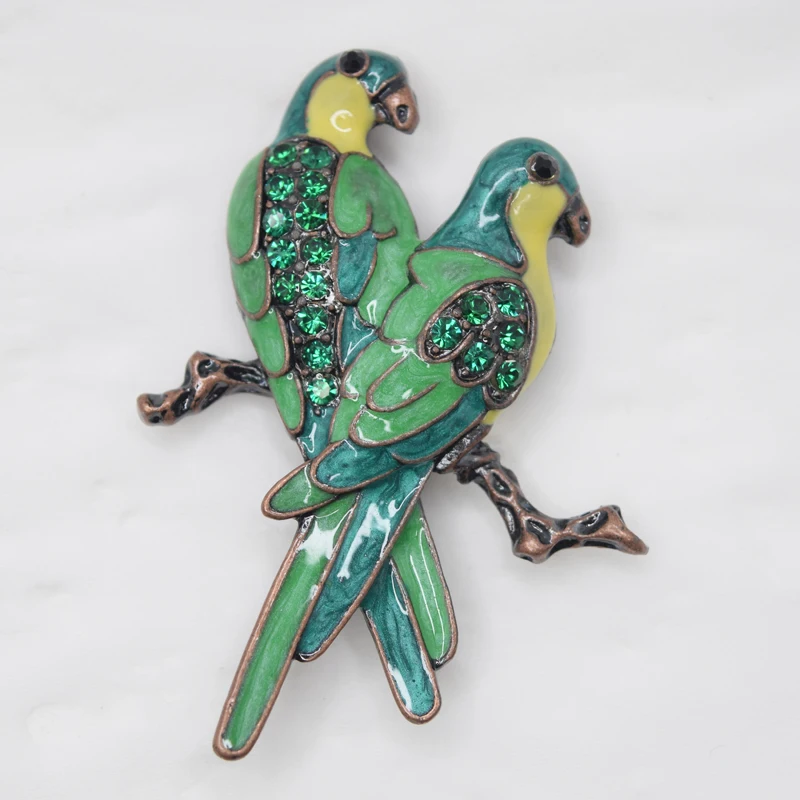 

12pcs/lot Wholesale Rhinestone Enamel Parrot Pin brooches Fashion jewelry gift Accessories C101934