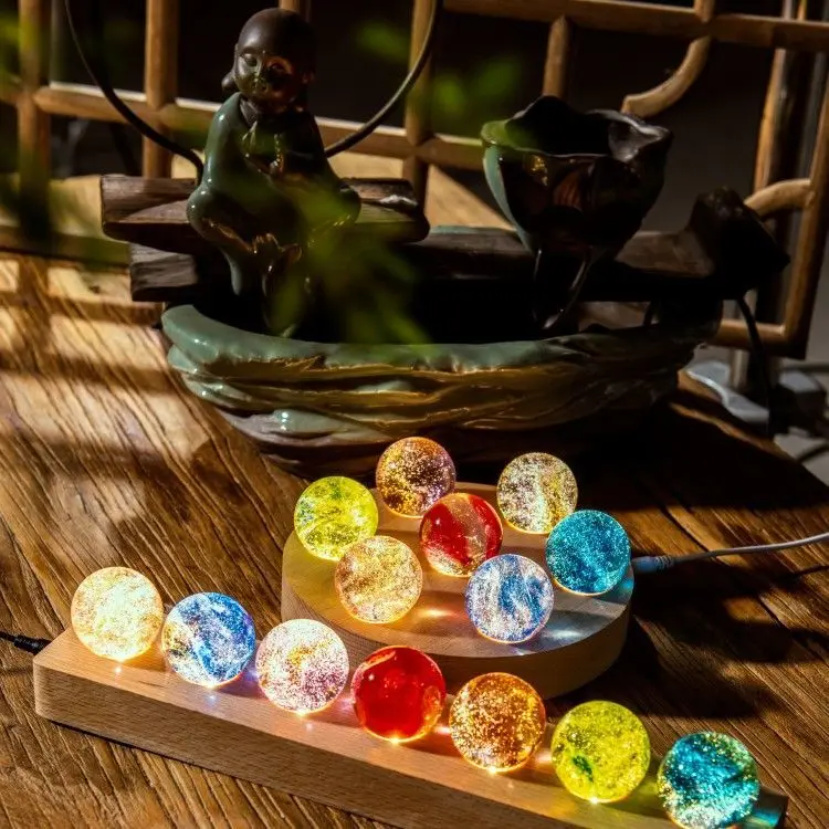 40mm Handmade Colored Glaze Bead Ball Colorful Glass Ball Luminous Planet Astronomy Planets Ball Fantastic Style Home Decor