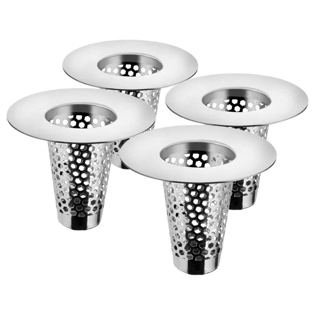 

4Pcs Floor Drain Filter Mesh Metal Drain Strainer Net Stainless Steel Sewer Hair Blocker Shower Hair Catchers Shower Strainer