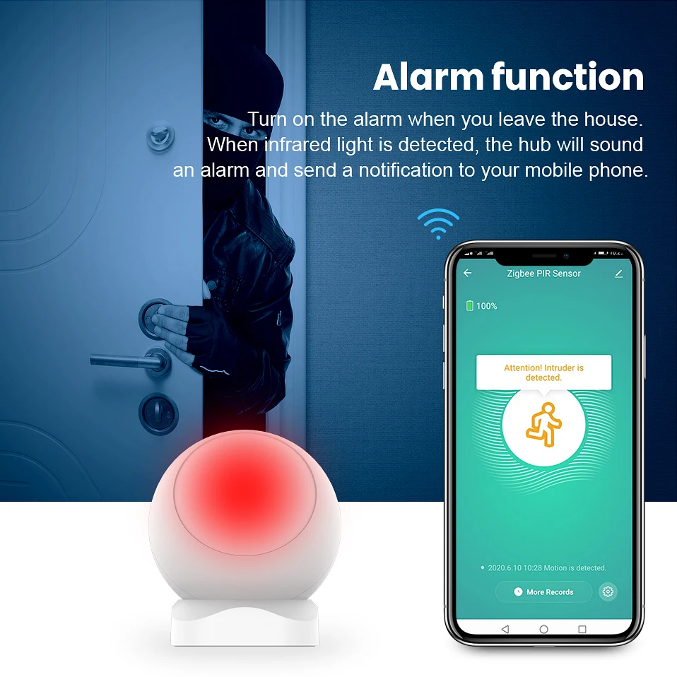 Mini Sensor de movimiento PIR ZigBee, Detector infrarrojo pasivo inalámbrico, alarma antirrobo de seguridad, control remoto por aplicación Tuya/Smart Life