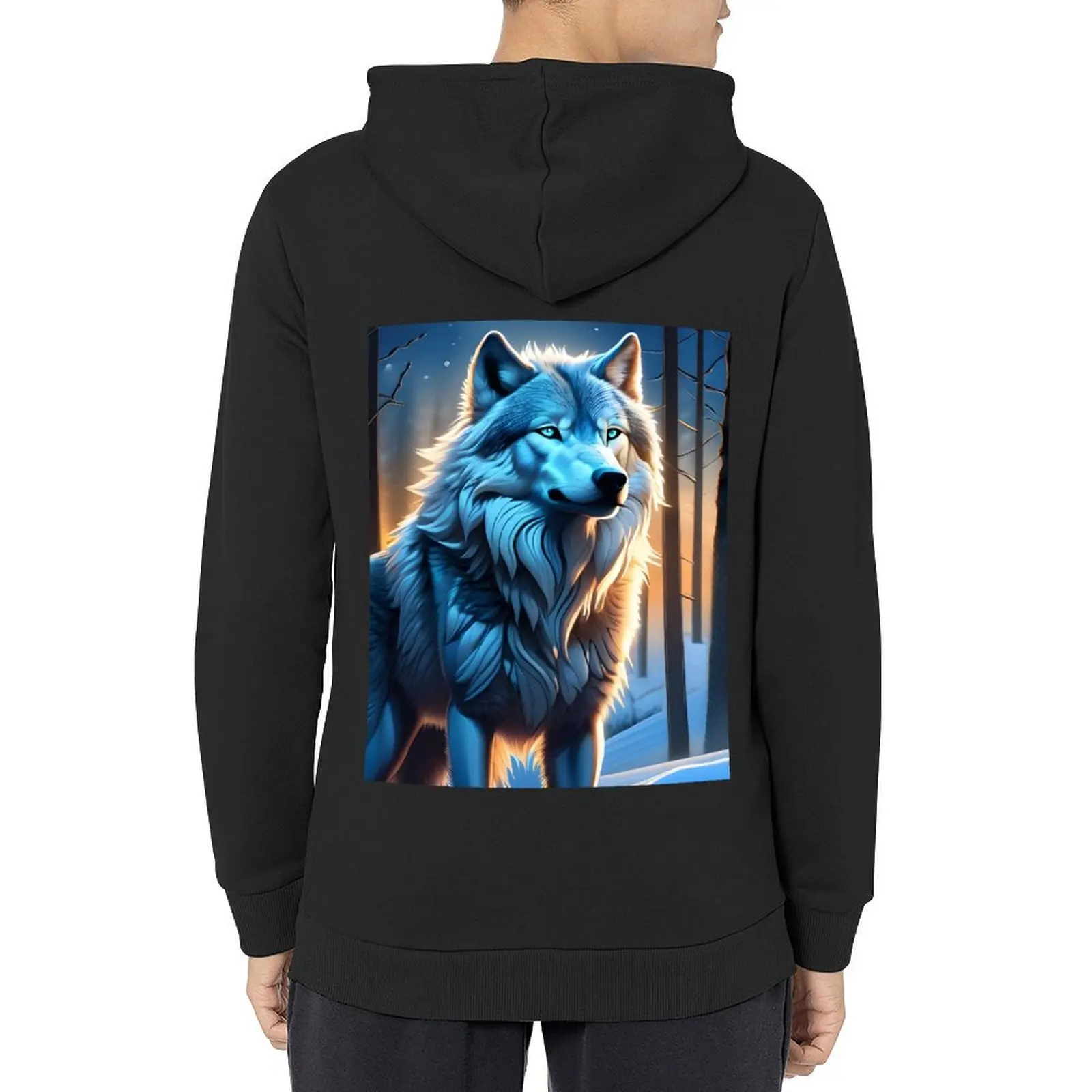 

Winter Wolf's Lonely Solitude Hoodie japanese style men clothing men's coat korean style clothes anime hoodie