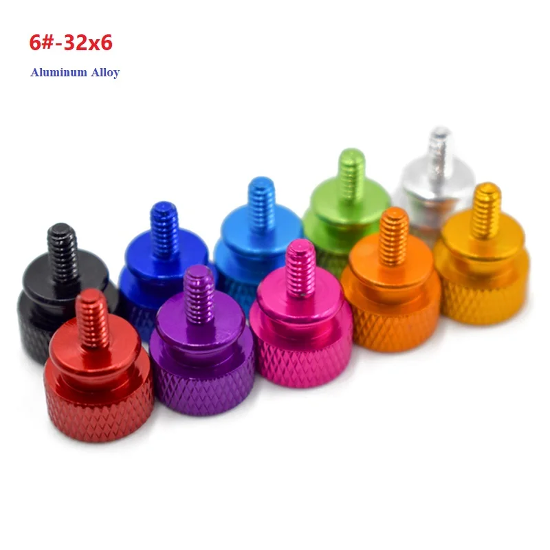 5pcs 6#-32x6 /M3.5 Aluminum Step Thumb Screw Computer Case Screw Knurled Hand Screws Anodized 10 Colors