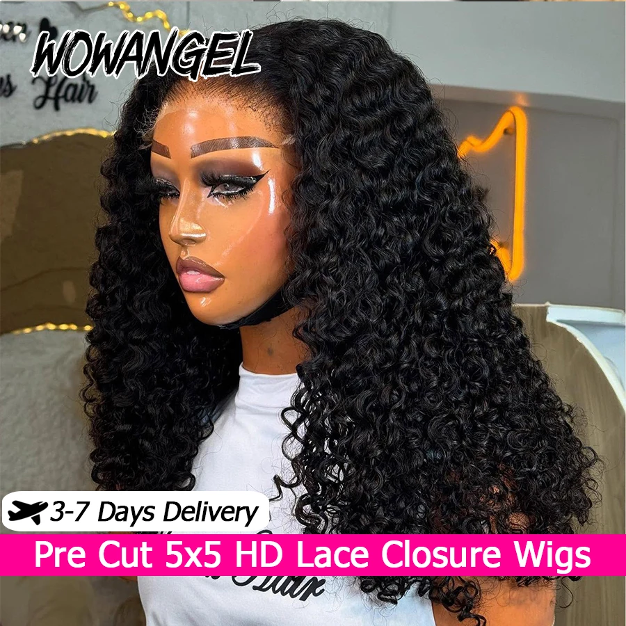 

Burmese Curly Short Bob Wigs Pre Cut 5x5 HD Lace Closure Wigs Human Hair 250% Pre Plucked Water Wave Glueless Wigs Virgin Hair
